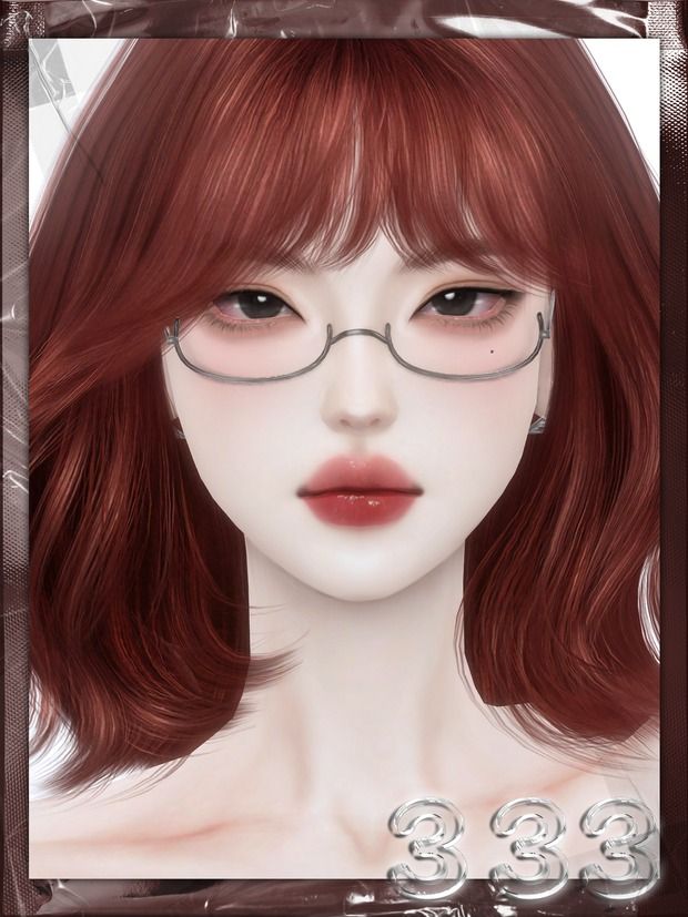 a woman with red hair and glasses is shown in this digital painting style photo frame