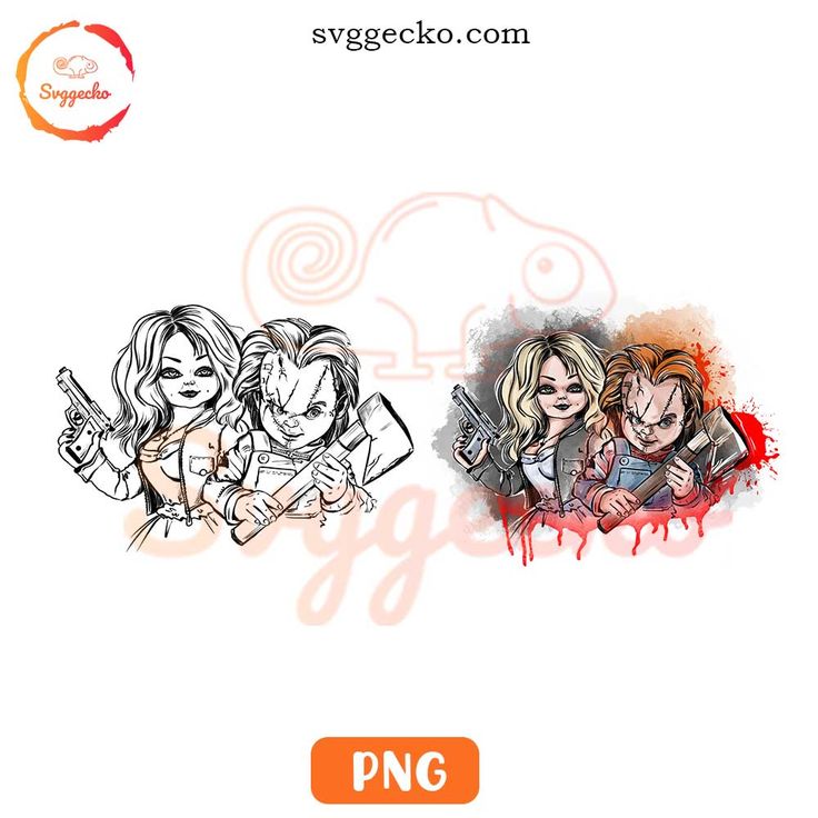 Tiffany Valentine Tattoo, Chucky And Tiffany Tattoo, Tiffany Tattoo, Chucky And Tiffany, Doll Couple, Couple Png, Horror Doll, Scary Tattoos, Bride Of Chucky