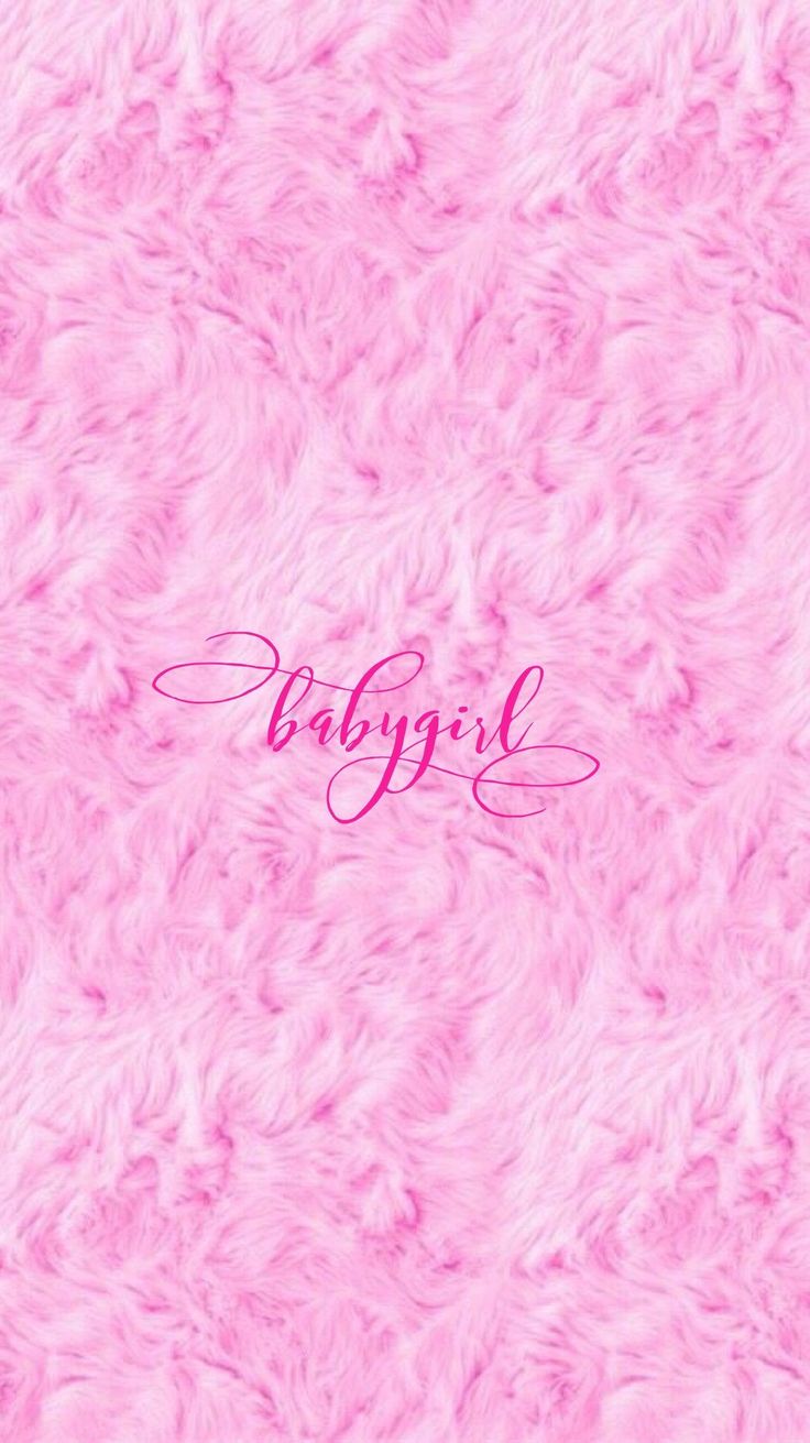 the word baby girl is written in pink on a fluffy background with lots of fur