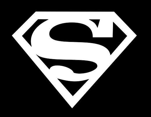 the letter s is made up of a white superman symbol on a black and white background