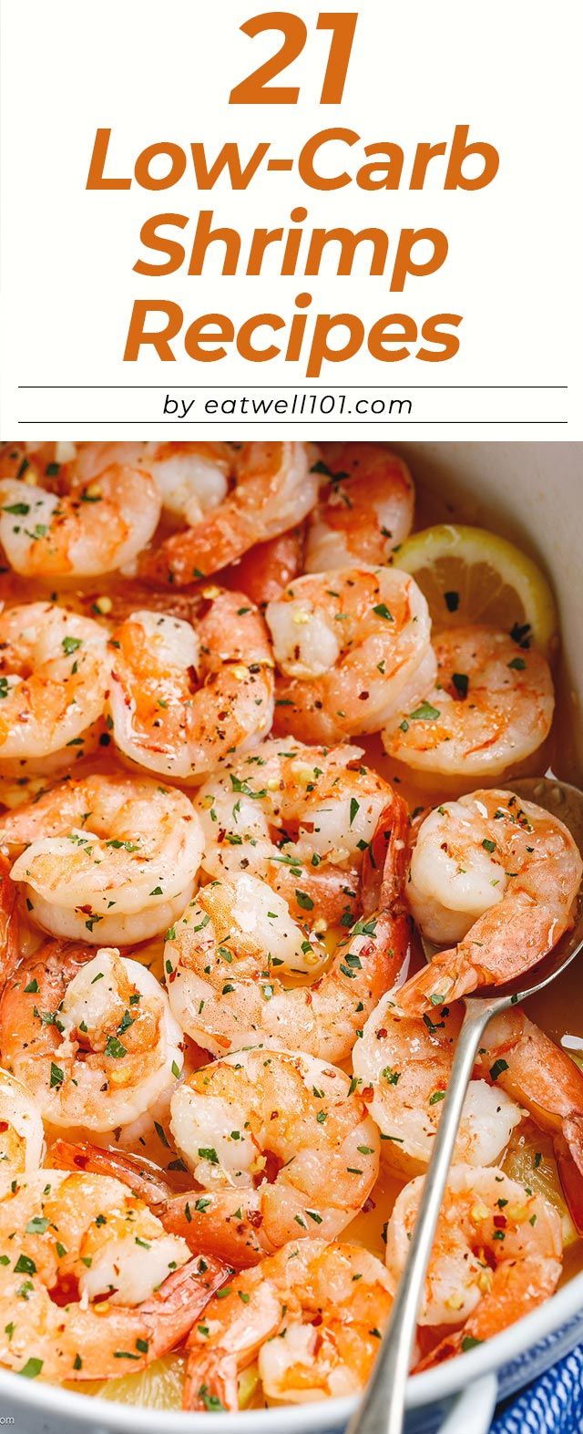 shrimp in a skillet with lemon and parsley on the side