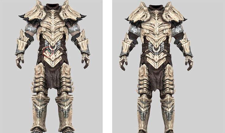 two views of the armor worn in warhammer's upcoming video game, warhammer