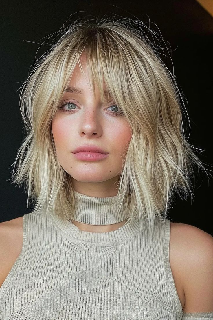 Blonder Bob mit Pony: 53+ charmante Stylings - hairtastic.de Beautiful Short Hair, Langer Pony, Hair Inspiration Long, Bangs With Medium Hair, Chin Length Hair, Messy Short Hair, Blonde Hair Looks, Jairzinho, Short Hair With Bangs