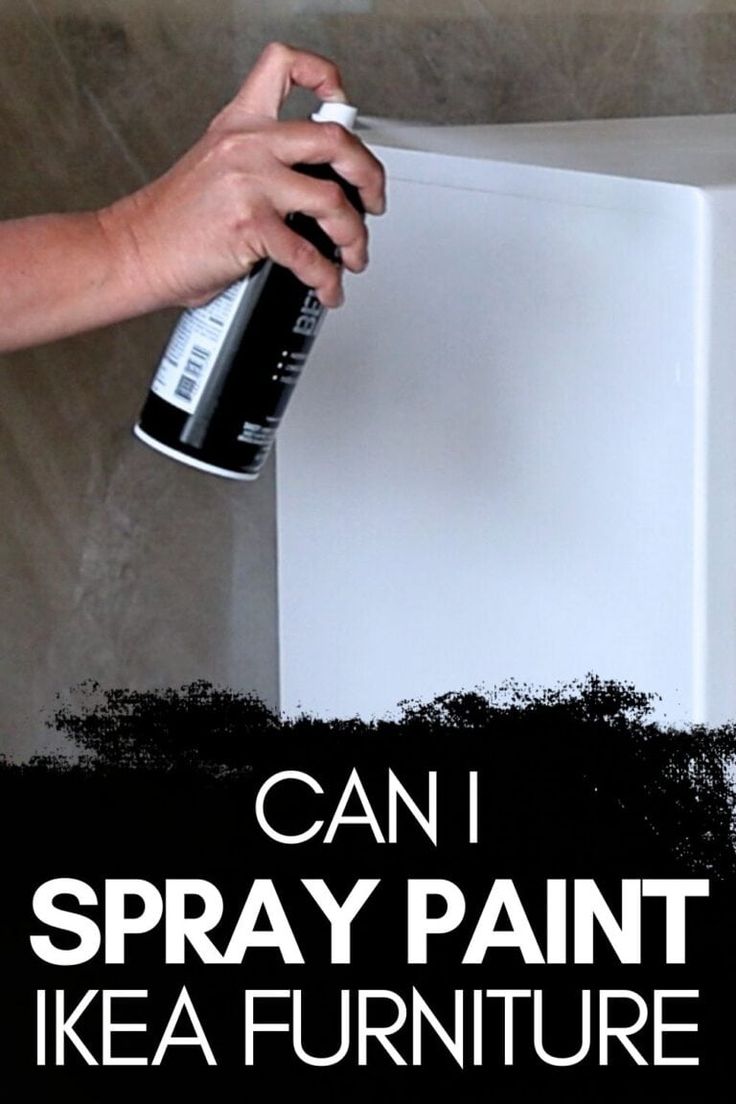 a person spray painting a white refrigerator with the words can i spray paint ikea furniture?