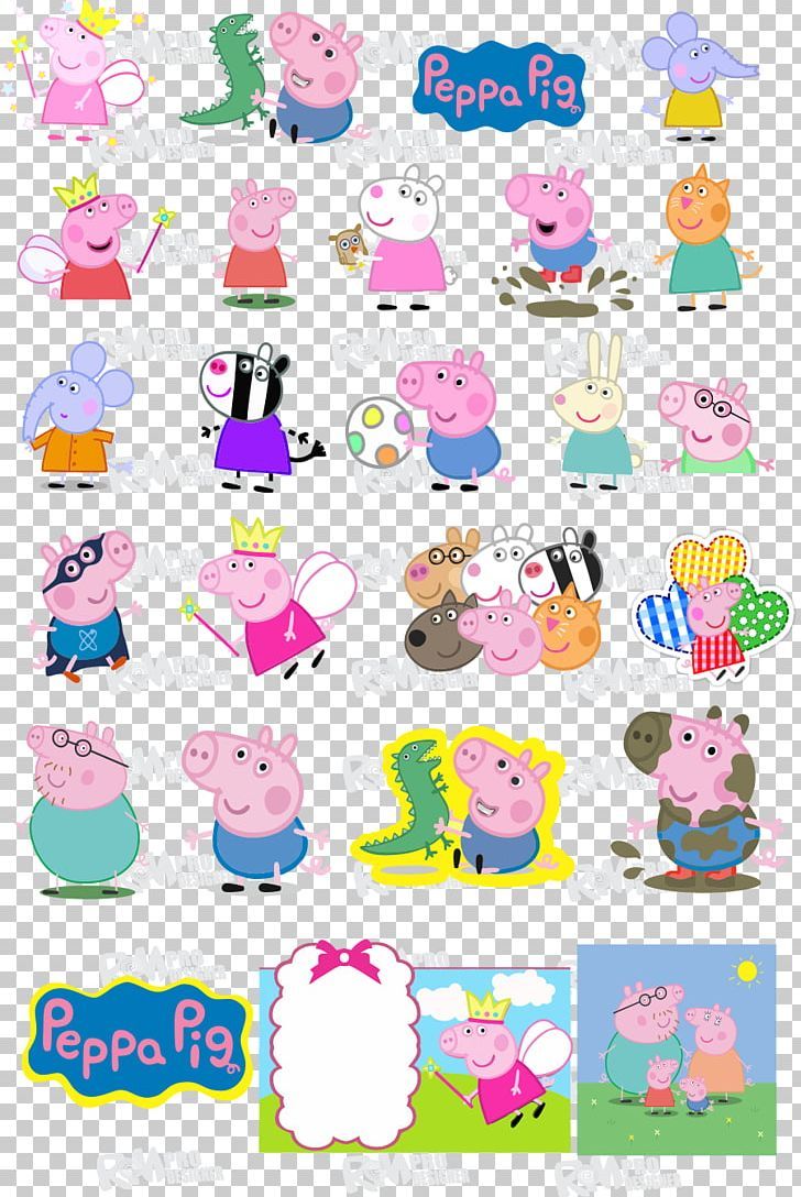 peppa pig stickers are shown on a transparent background