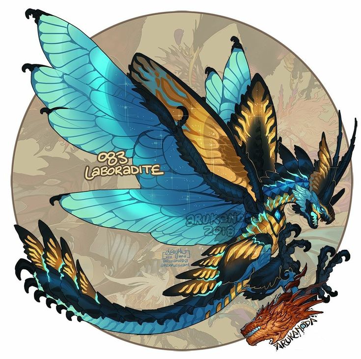 a blue and gold dragon with wings flying through the air