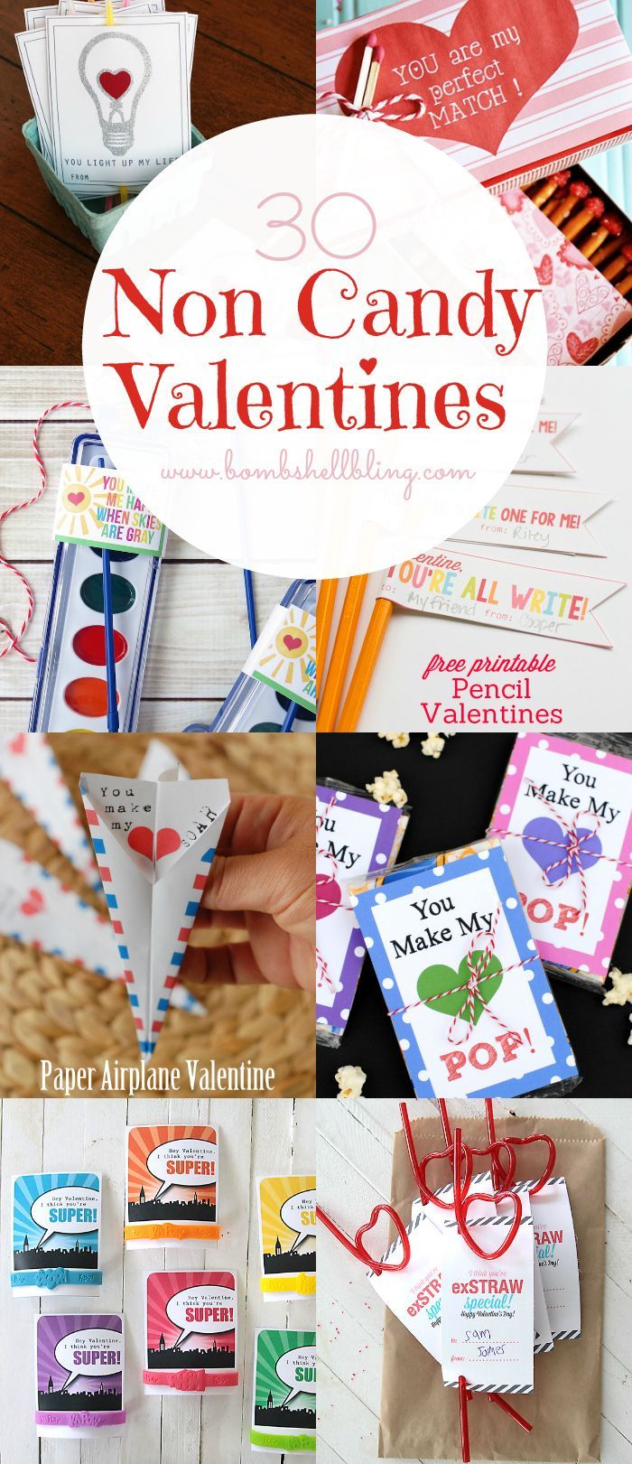 paper valentine cards with the words non candy valentines written on them and pictures of hearts