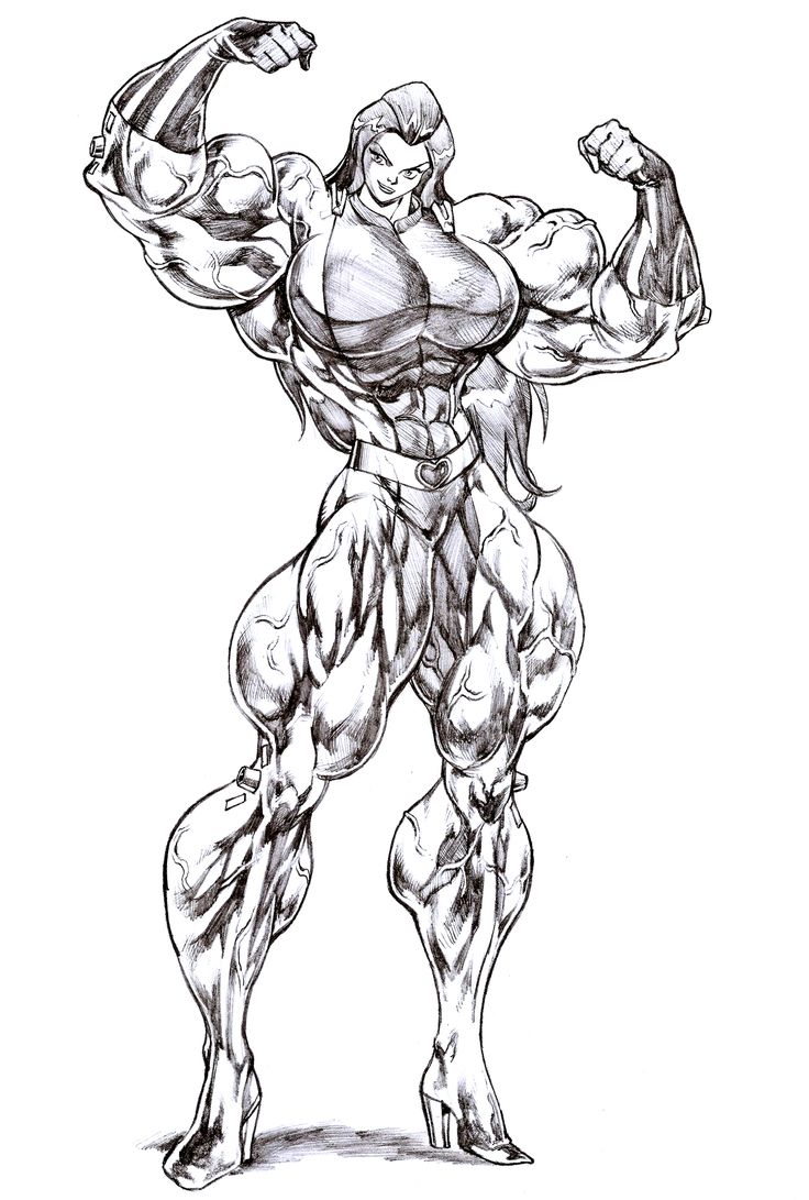 a drawing of a muscular man