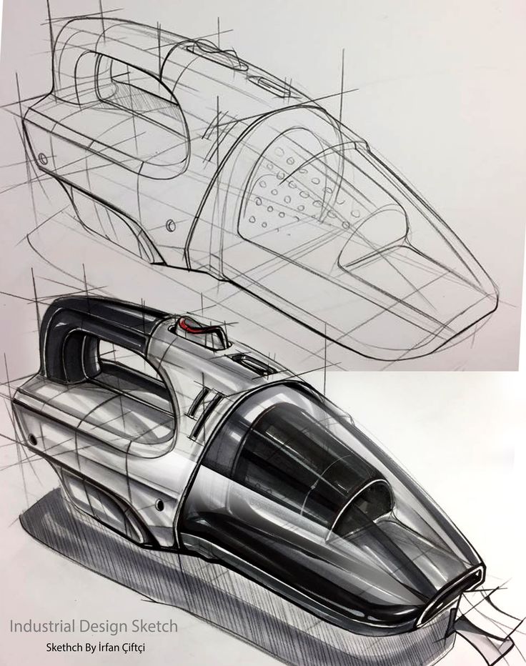 a drawing of a futuristic car with its interior design sketched on the front and side