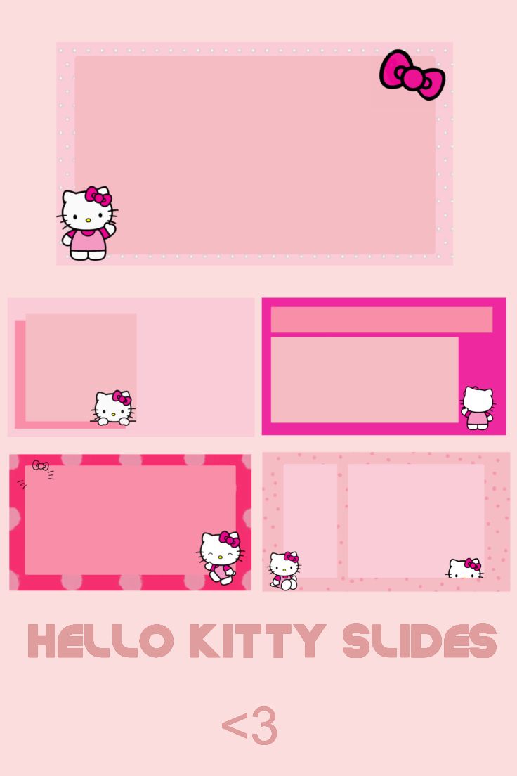 the hello kitty slideshow is shown in three different colors and sizes, including pink