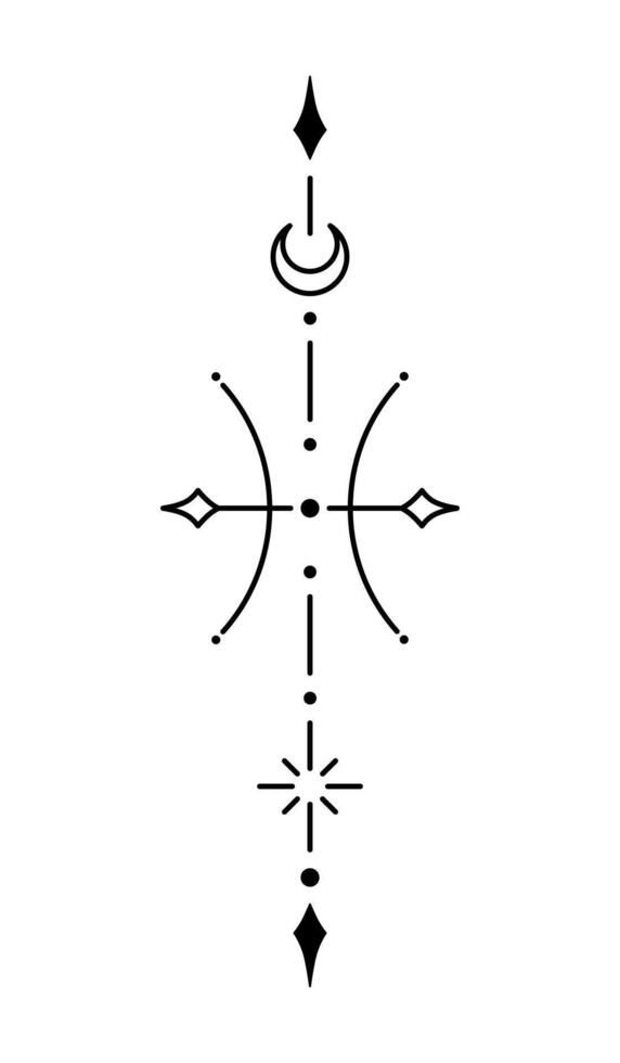 the cross is drawn in black and white with an arrow at the center, as well as two arrows