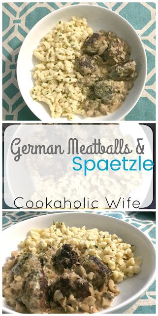 two plates with different types of food in them and the words german meatballs & spaghetti cook