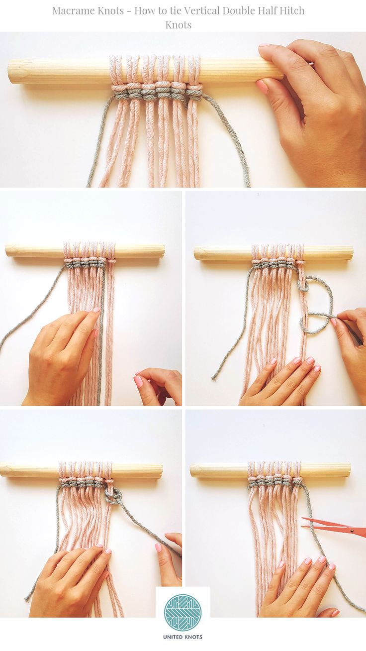 the instructions for how to make a macrame knot with yarn and cotton balls