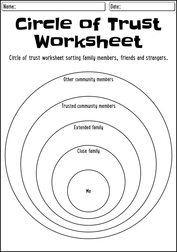 the circle of trust worksheet is shown in black and white, with circles surrounding it