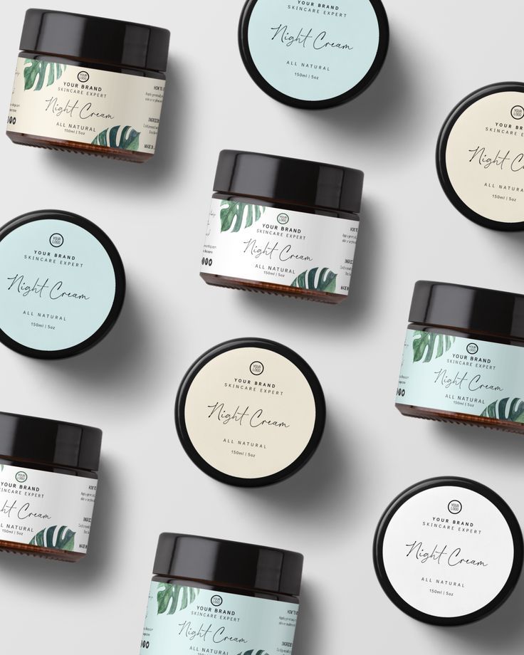 eight different types of body butters with labels on the front and back of them