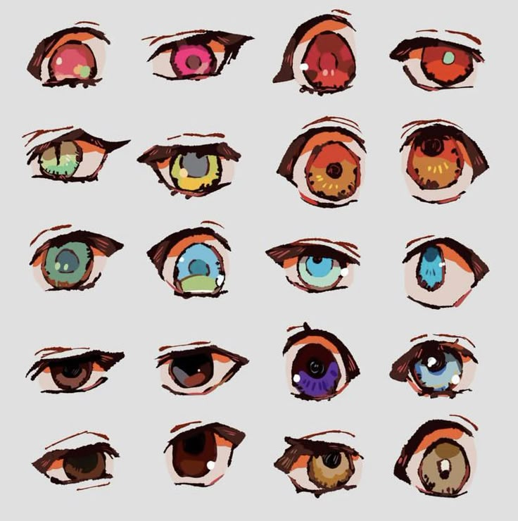 an image of many different colored eyes