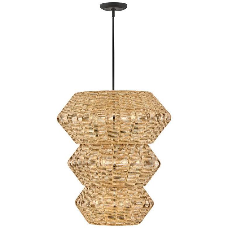 a light fixture made out of woven material