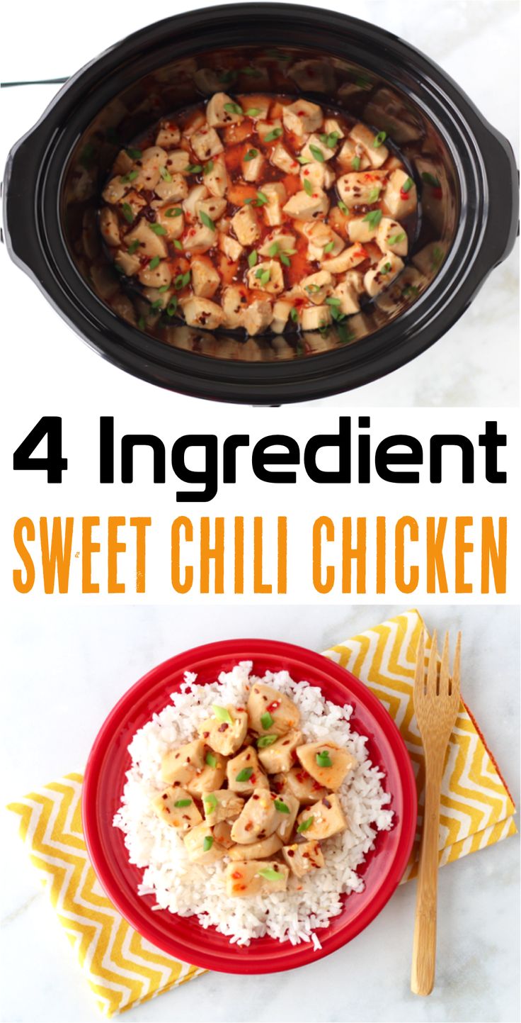 how to make crockpot sweet chili chicken in the slow cooker with rice