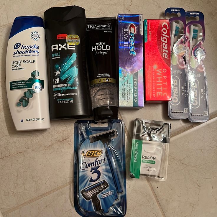 Men’s Personal Care Bundle. All For $25 - Head And Shoulders -Axe Body Wash Tresemme Hair Gel -Crest Toothpaste -Colgate Toothpaste -2 Oral B Toothbrush - Reach Floss -Bic Confort Shavers Mens Skin Care Gifts, Beauty Box For Men, Best Body Wash For Men, Male Hygiene Products, Men’s Hygiene, Men Hygiene Tips, Mens Hygiene Products, Men Hygiene Products, Hygiene Men