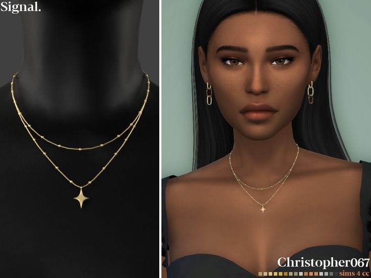 the necklace is made up of gold chains and has two small stars hanging from it