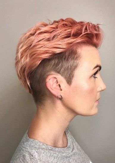 Short Undercut Women Hair, Undercut Pink Hair, Short Pink Hair Women, Short Undercut Hairstyles Women, Short Back And Sides Women, Colorful Pixie Hair, Female Undercut Short Hair, Pink Short Hair Pixie Cuts, Short Haircut With Undercut