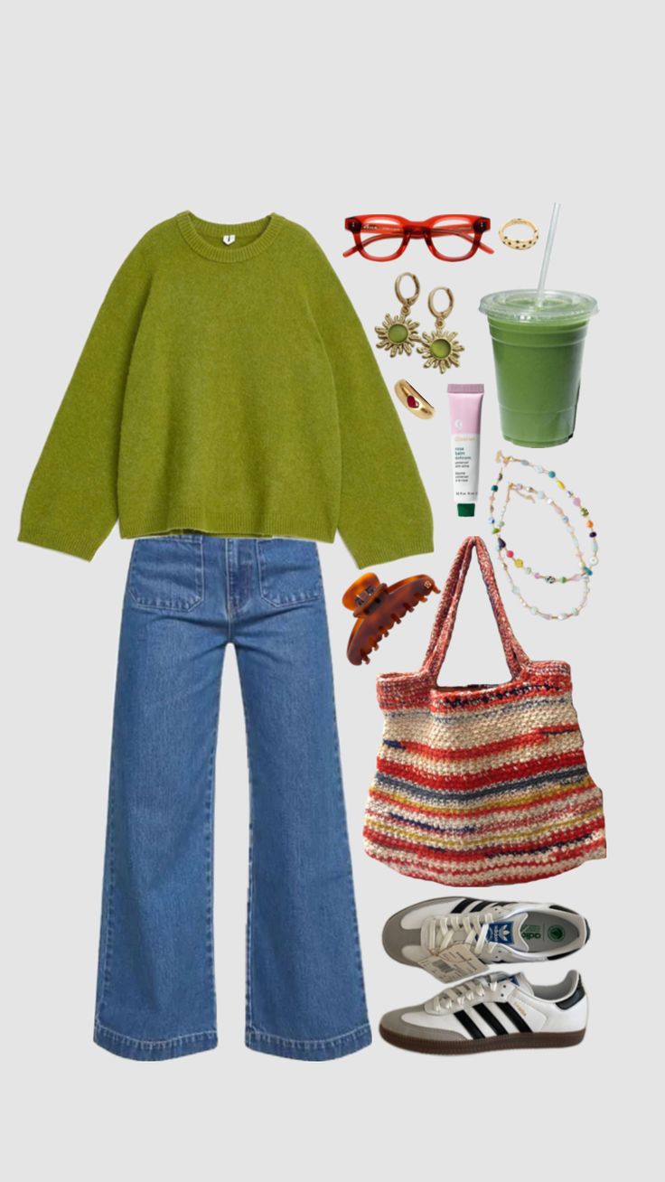 Green supreme 🍀 Green Sweater Outfit, Mode Inspo, Outfit Inspo Fall, Mode Inspiration, Lookbook Outfits, New Wardrobe, Everyday Outfits, New Outfits, Aesthetic Clothes