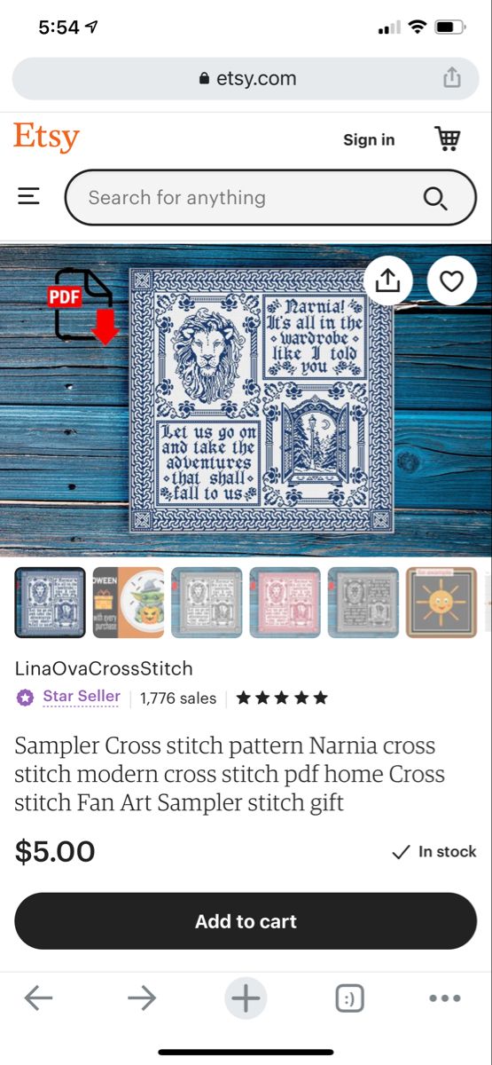 the cross stitch pattern is displayed on an iphone screen, and it appears to be for sale