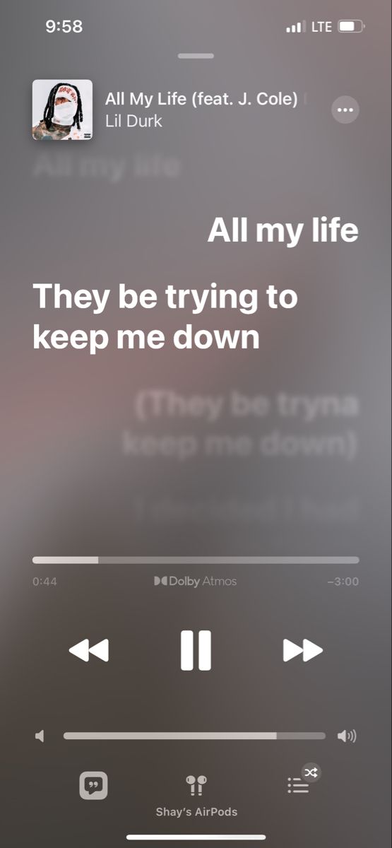 an iphone screen with the text'all my life they be trying to keep me down '