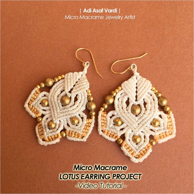 earrings made with macrame beads and bead work on the front, back and sides