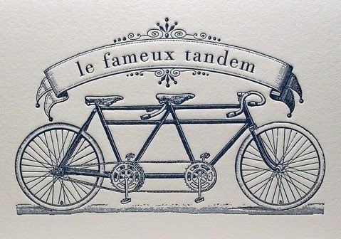 a drawing of a bicycle with the words le fameux tandem on it