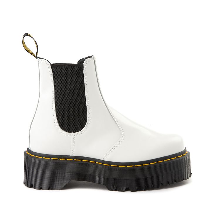 Dr. Martens 2976 Platform Chelsea Boot - White | Journeys Dr Martens 2976 Platform, 2976 Platform Chelsea Boots, Dr Martens 2976 Quad, Jadon Platform Boots, 2976 Chelsea Boots, Dr Martens 2976, Dr Martens White, Platform Chelsea Boots, Custom Boots