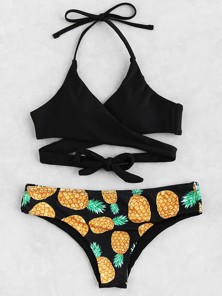 Shop Pineapple Print Wrap Bikini Set online. SheIn offers Pineapple Print Wrap Bikini Set & more to fit your fashionable needs. Pineapple Swimsuit, Mastectomy Swimwear, Summer Bathing Suits, Cool Winter, Push Up Swimsuit, Cute Bathing Suits, Costume Intero, Pineapple Print, Cute Swimsuits