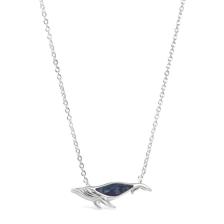 Embody the majestic presence of one of the ocean's most beloved creatures with this simple yet elegant sterling silver necklace. Handcrafted with your choice of sand or earth element, wear this necklace as a reminder of your cherished ocean memories.  .925 Sterling Silver Adjustable Cable Chain 16 - 20" Lobster Clasp closure Handcrafted with Love & Sandy Hands in the USA® Main photo shown is handcrafted with mussel shell Whale Jewelry, Whale Tail Necklace, Dune Jewelry, Whale Necklace, Save The Whales, Earth Element, Mussel Shell, Ocean Jewelry, Beaded Cuff Bracelet