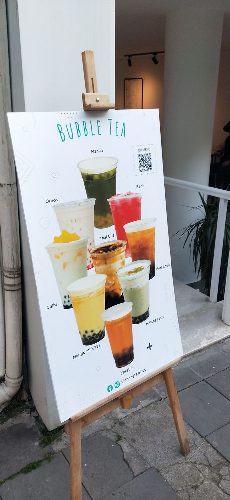 a sign with different types of drinks on it