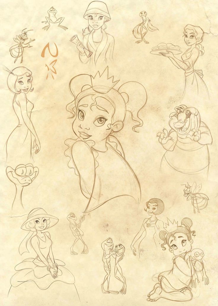 sketches from the disney movie, sleeping beauty and other character drawings by walt artist mickey mouse