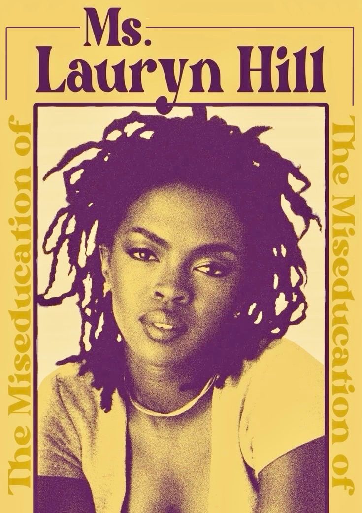 the poster for ms lauryn hill's upcoming show is shown in purple and yellow