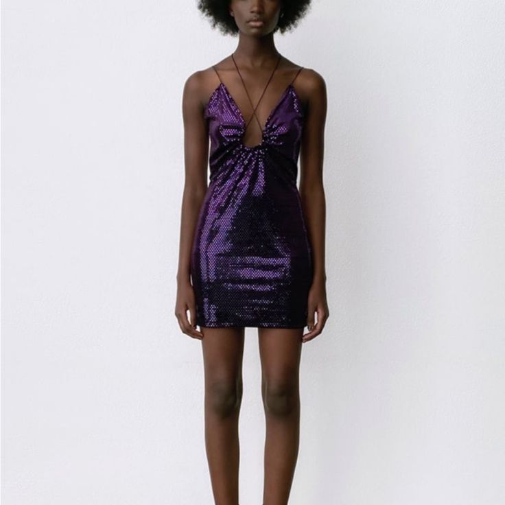 Zara Dress Size: S Color: Purple Perfect For A Night Out! Purple Sequin Mini Dress For Spring, Purple Mini Sequin Dress For Spring, Spring Purple Mini Sequin Dress, Purple Spaghetti Strap Dress For Party Season, Purple Spaghetti Strap Evening Dress, Spring Purple Sequin Dress For Night Out, Purple Sequin Dress For Night Out In Spring, Summer Evening Dresses In Purple, Purple Sequin Dress For Spring Night Out