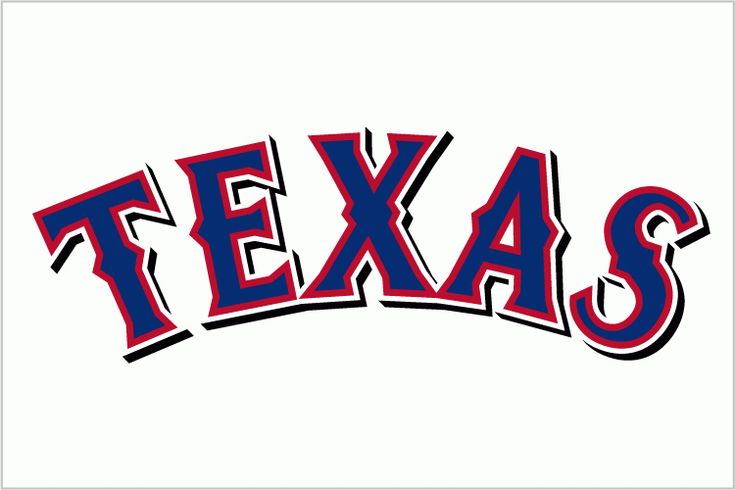 the word texas in red, white and blue on a white background with black lettering