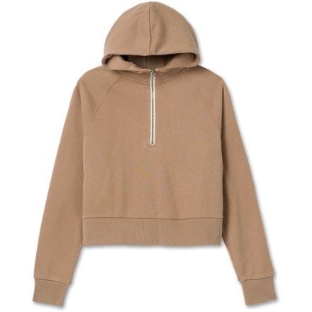 Vuori Restore Half-Zip Hoodie - Women's | REI Co-op Fall Half-zip Hoodie With Drawstring, Fall Half-zip Hoodie With Double-lined Hood, Relaxed Fit Half-zip Hoodie For Fall, Sporty Zippered Hoodie For Fall, Sporty Hoodie With Zipper Closure For Fall, Sporty Hoodie With Zipper For Fall, Fall Half-zip Sweatshirt With Double-lined Hood, Athleisure Half-zip Hoodie With Zipper Closure, Half-zip Hoodie With Zipper Closure In Athleisure Style