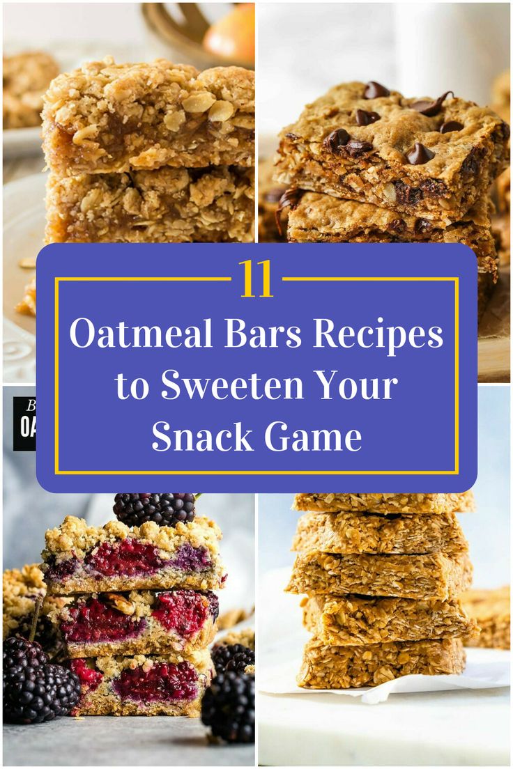 Collage of 4 oatmeal bars recipes. Oatmeal Bar, Oatmeal Bars Recipes, The Best Oatmeal, Oatmeal Breakfast Bars, Homemade Goodies, Game Snacks, Oatmeal Bars, Best Oatmeal, Bar Recipe