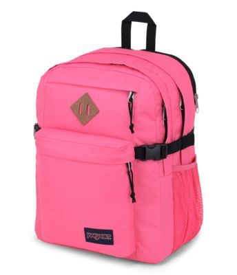 The future belongs to those who have the gear to get there. Pack your goals into the main compartment and your gumption into the other. With a dedicated laptop compartment, front organizer compartment, zippered stash pocket, H2O pocket, and an organizer panel with key fob, there’s no stopping you or the Main Campus pack. Functional Pink Backpack With Pockets, Functional Pink Backpack With Zipper Pocket, Pink Backpack With Pockets For Outdoor Activities, Functional Rectangular Backpack, Functional Back To School Bags With Multiple Pockets, Backpack Jansport, Campus Backpack, Large Capacity Backpack, Jansport Backpack