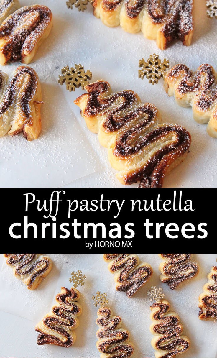 puff pastry nutella christmas trees on a plate