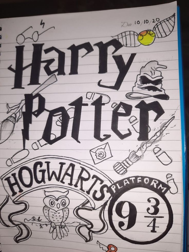 a notebook with harry potter written on it