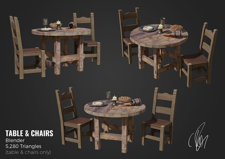 the table and chairs are made from wood