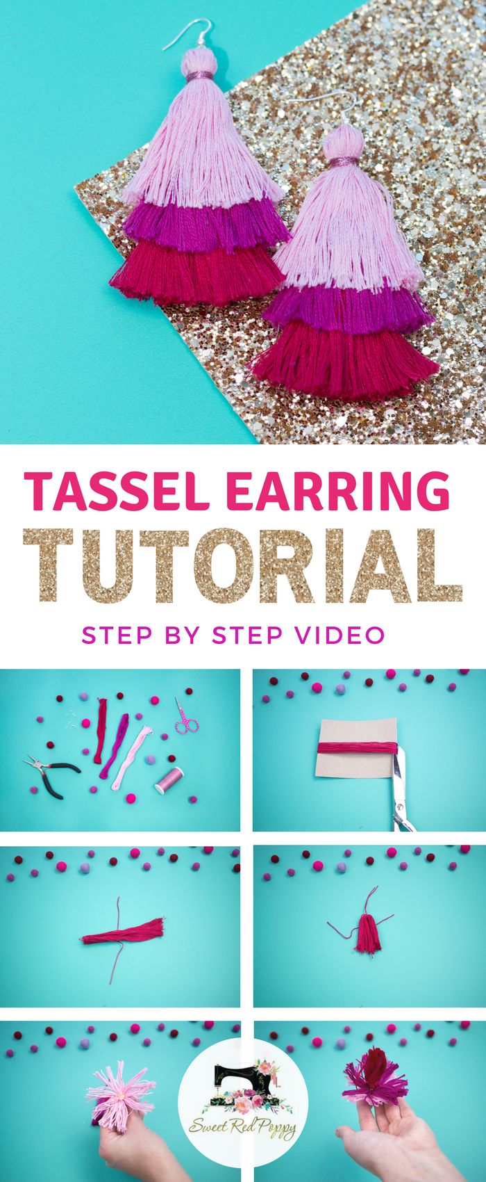 the instructions to make tassel earrings with yarn