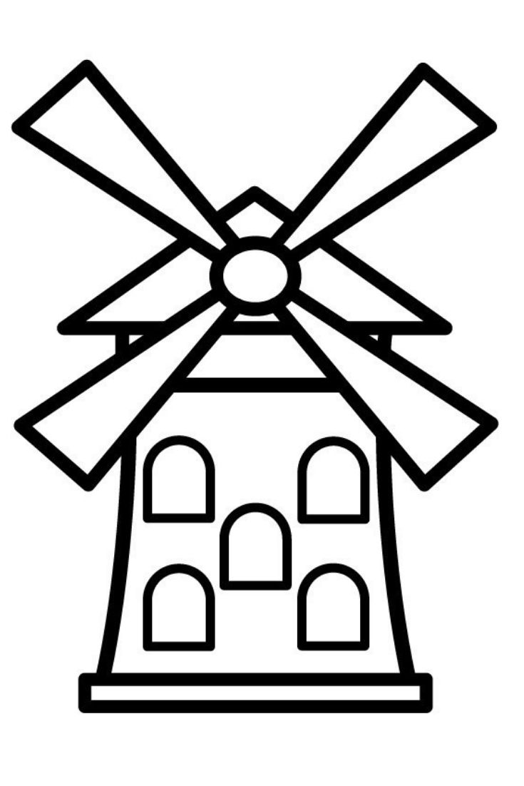 a black and white image of a windmill with two blades on it's top