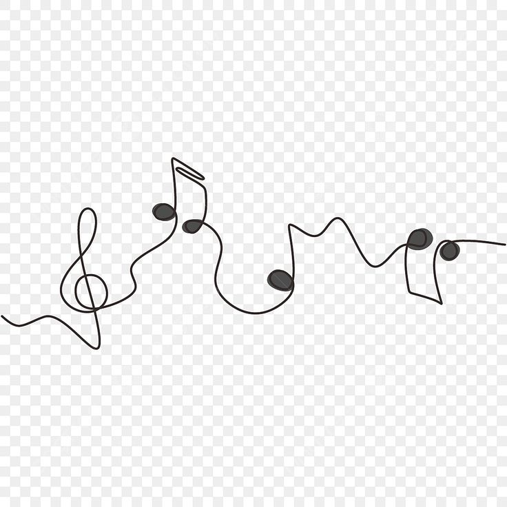 the word music with musical notes in black and white on a transparent background png