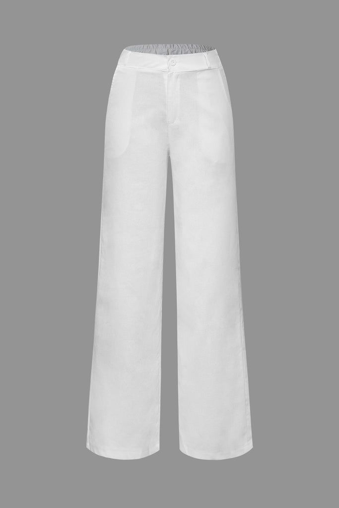 Linen-Blend Straight Leg Pants Luxury Straight Leg Bottoms With Belt Detail, Luxury White Linen Pants, Luxury Fitted Cotton Dress Pants, Luxury Casual Straight Dress Pants, Luxury Casual Bottoms With Belt, Luxury Sheer Fitted Pants, Cheap Linen Straight Leg Bottoms, Luxury Straight Leg Elegant Pants, Luxury Elegant Linen Bottoms