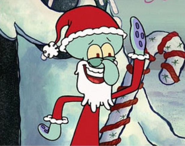 an image of a cartoon character holding a tennis racquet in his hand and wearing a santa hat