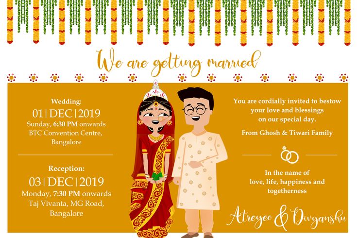 Bengali Wedding Illustration, Bengali Wedding Card, Wedding Card Writing, Haldi Ideas, Wedding Invitation Posters, Couple Illustration Wedding, Hindu Wedding Invitation Cards, Card Writing, Wedding Card Design Indian